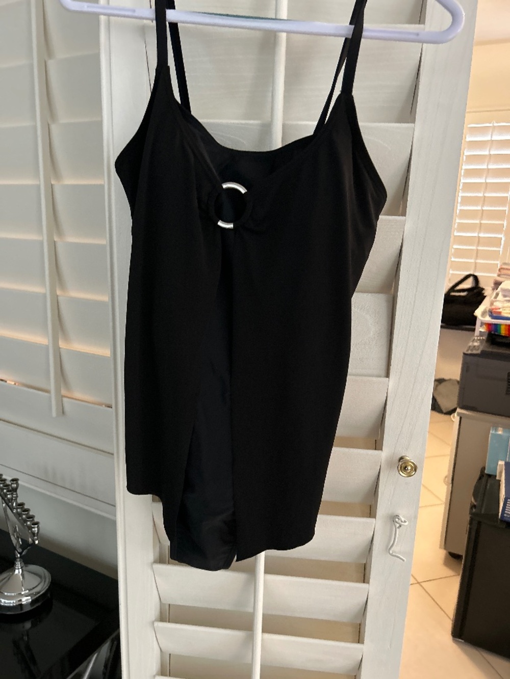 Body flattering one piece black swim suit 12